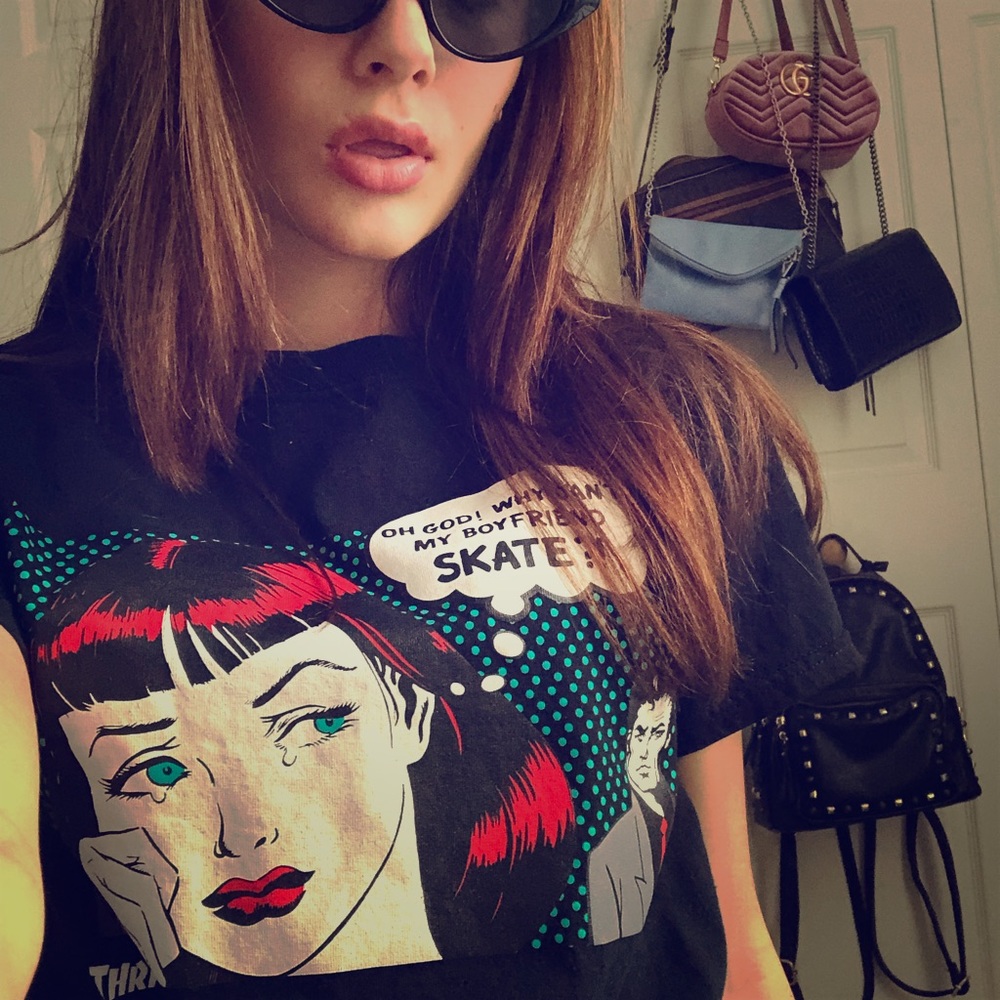 Oh god! Why can’t my bf skate Thrasher shirt